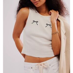 Free People Embroidered Bow Tank